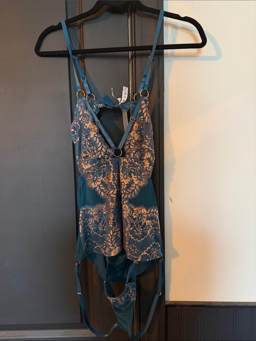Teal Lace Appliqué Lingerie Set-NWT